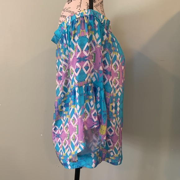 Alice & Trixie Blue and Purple Off the Shoulder Silk Blouse Women’s Small - Picture 5 of 8